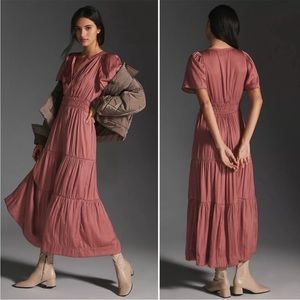 Anthropologie The Somerset Maxi Dress In Rose Size Large